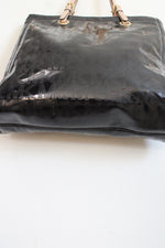 Michael Kors Signature Shiny Black Patent Leather Tote Bag