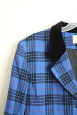 Pendleton Vintage Velvet Collar Blue and Black Plaid Blazer | 16