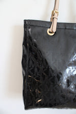 Michael Kors Signature Shiny Black Patent Leather Tote Bag