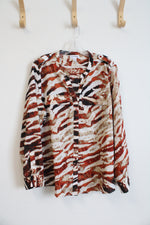 Calvin Klein Brown & Tan Button Down Top | XL