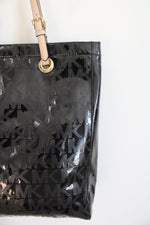 Michael Kors Signature Shiny Black Patent Leather Tote Bag