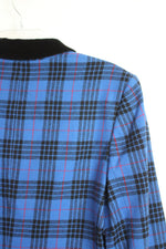 Pendleton Vintage Velvet Collar Blue and Black Plaid Blazer | 16