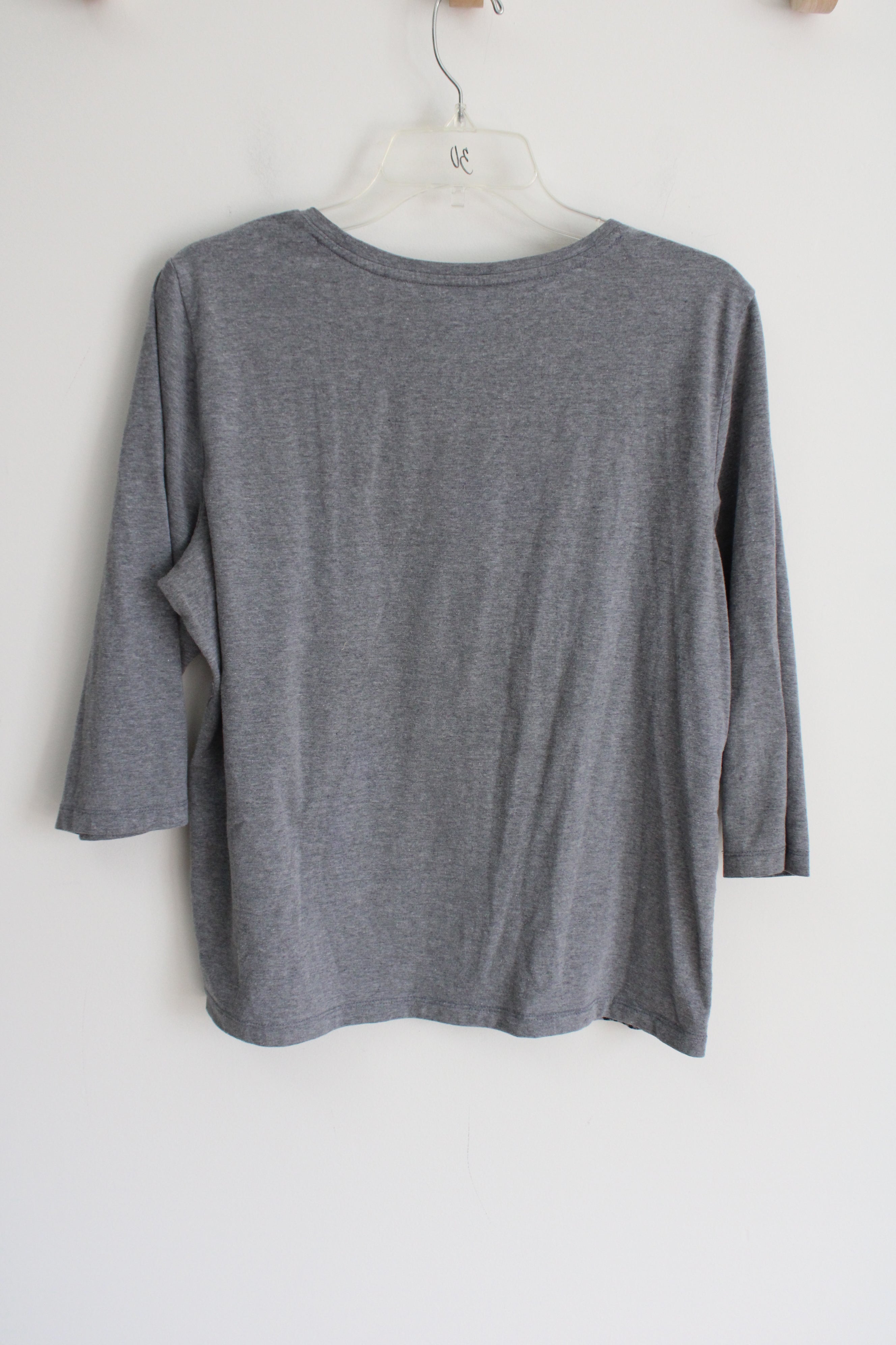 Christopher & Banks Gray Patterned Top | L Petite