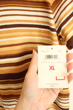 NEW Emma James Yellow and Brown Striped Square Neck SS Sweater | XL