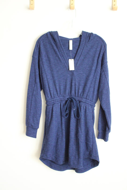 NEW Daily Practice by Anthropologie Navy Blue Hooded Mini Dress | XS
