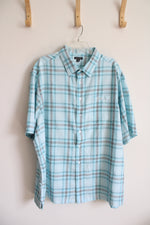 George Blue Black & White Plaid Button Down Shirt | 3XL