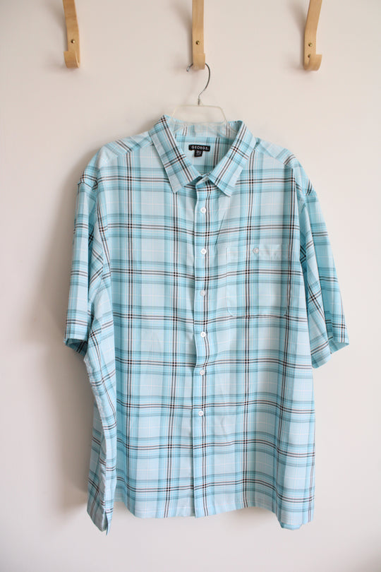 George Blue Black & White Plaid Button Down Shirt | 3XL