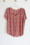 DR2 Red Patterned Blouse | XL