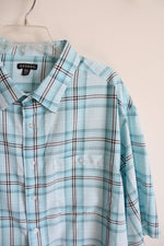 George Blue Black & White Plaid Button Down Shirt | 3XL