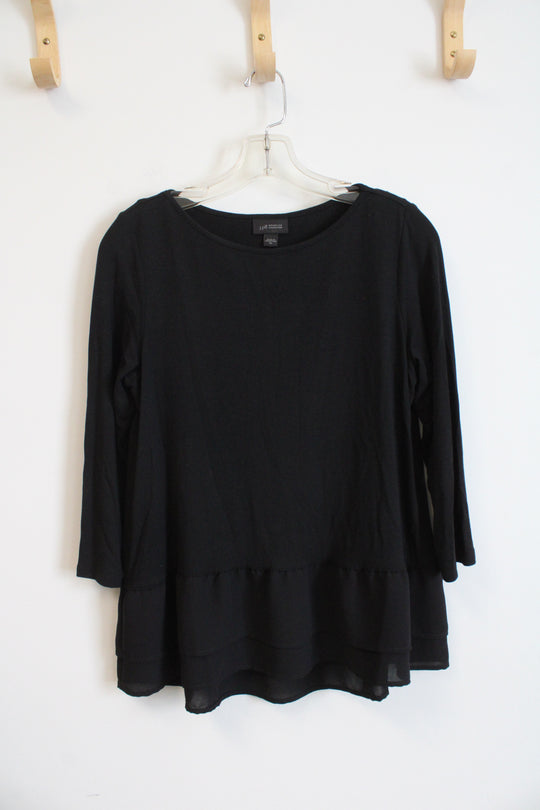 J.Jill Wearever Collection Black Layered Hem Top | XS