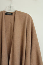 Italian Lambswool Camel Colored Fringed Shawl | OS