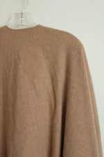 Italian Lambswool Camel Colored Fringed Shawl | OS