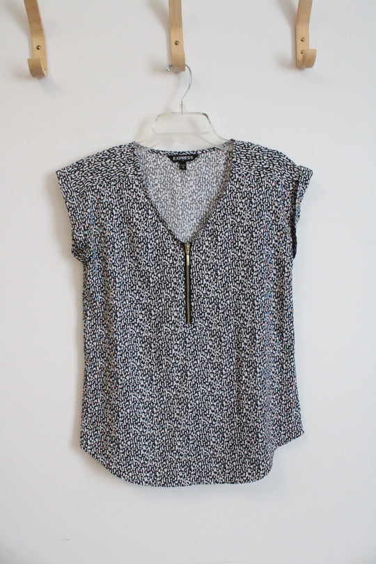 Express Black & White 1/4 Zip Top | XS