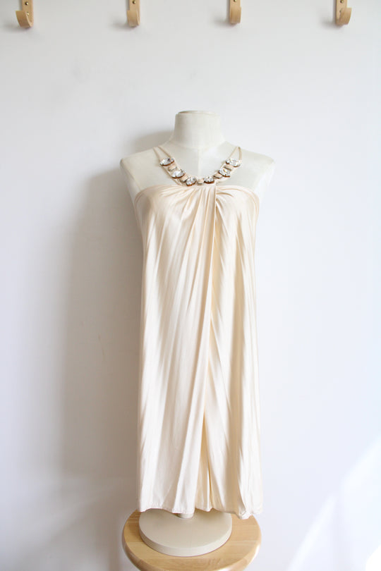 NEW Cinema Champagne Jeweled Halter Neck Mini Dress | S