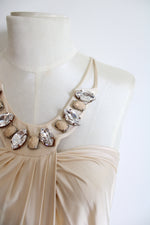 NEW Cinema Champagne Jeweled Halter Neck Mini Dress | S