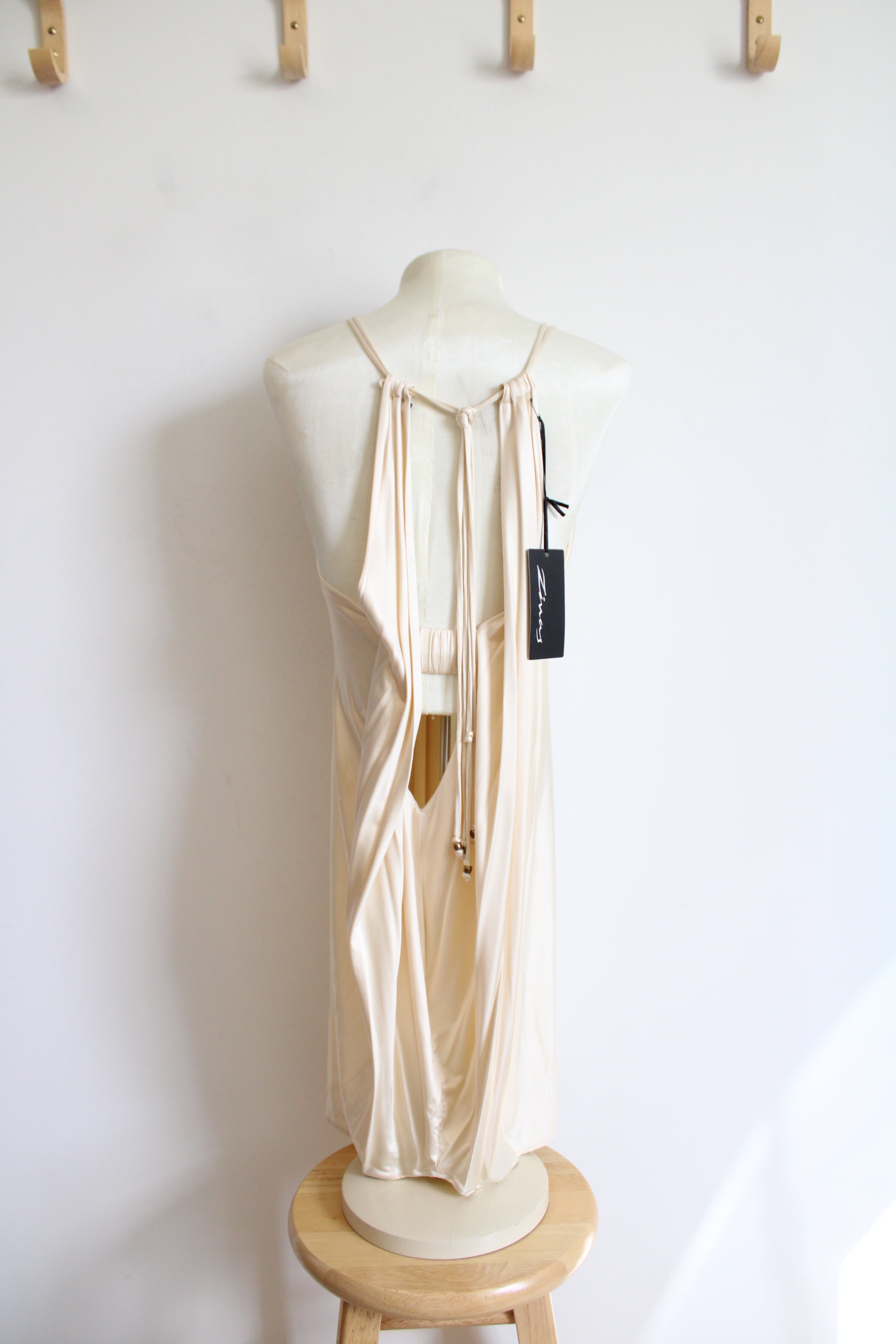 NEW Cinema Champagne Jeweled Halter Neck Mini Dress | S