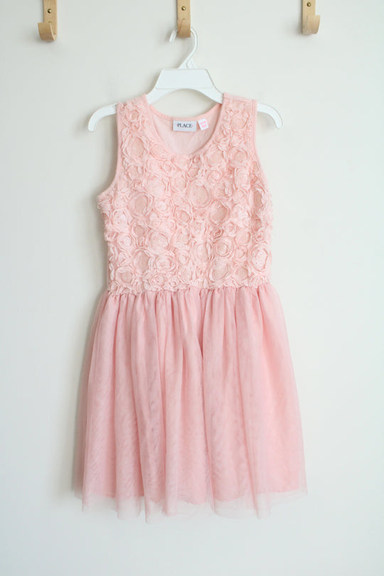 Children's Place Pink Ruffled Flower Tulle Dress | Youth XL (14)