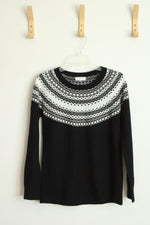 Calvin Klein Black and White Fair Isle Sweater | S