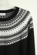Calvin Klein Black and White Fair Isle Sweater | S