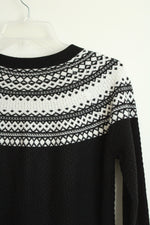 Calvin Klein Black and White Fair Isle Sweater | S