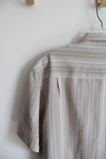 Haggar Beige Striped Button Down Shirt | XXL
