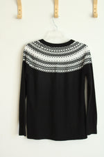 Calvin Klein Black and White Fair Isle Sweater | S