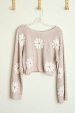 Altar'd State Pink Floral Cropped Sweater | M