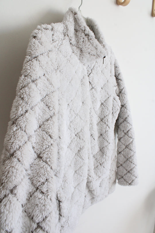 St. John's Bay Gray Fuzzy Full Zip Jacket | L