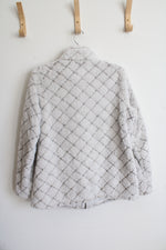 St. John's Bay Gray Fuzzy Full Zip Jacket | L