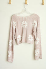 Altar'd State Pink Floral Cropped Sweater | M