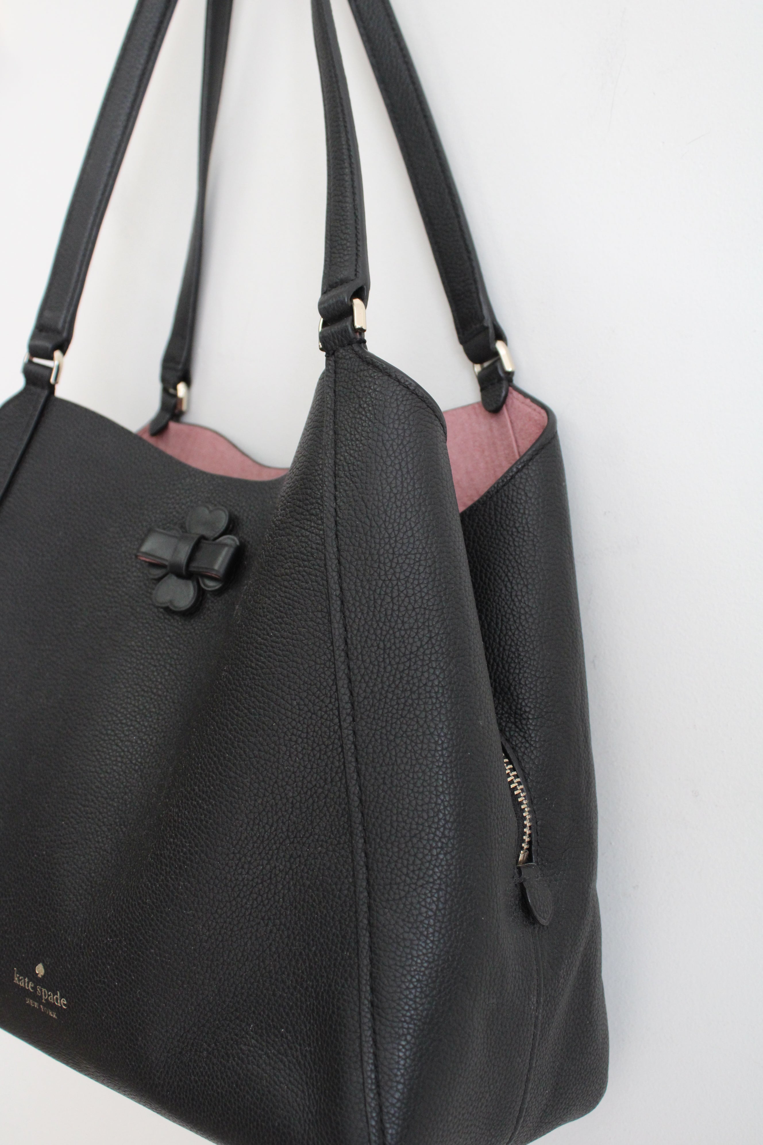 Kate Spade New York Talia Black Leather Triple Compartment Shoulder Bag