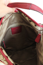 Coach Signature Park Brown & Red Convertible Hobo Bag