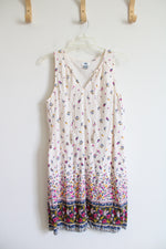 Old Navy Cream Blue Gold & Pink Floral Sleeveless Dress | S