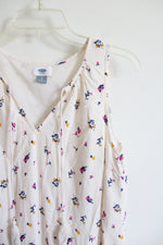 Old Navy Cream Blue Gold & Pink Floral Sleeveless Dress | S