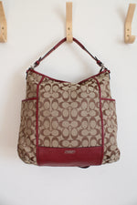 Coach Signature Park Brown & Red Convertible Hobo Bag