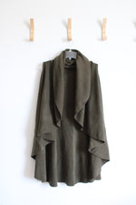 Look Olive Green Thick Sleeveless Cardigan | One Size