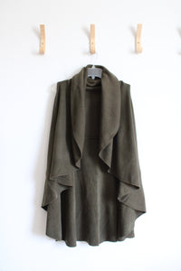 Look Olive Green Thick Sleeveless Cardigan | One Size