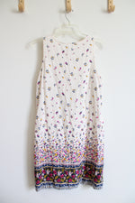 Old Navy Cream Blue Gold & Pink Floral Sleeveless Dress | S
