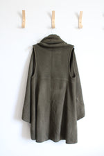 Look Olive Green Thick Sleeveless Cardigan | One Size