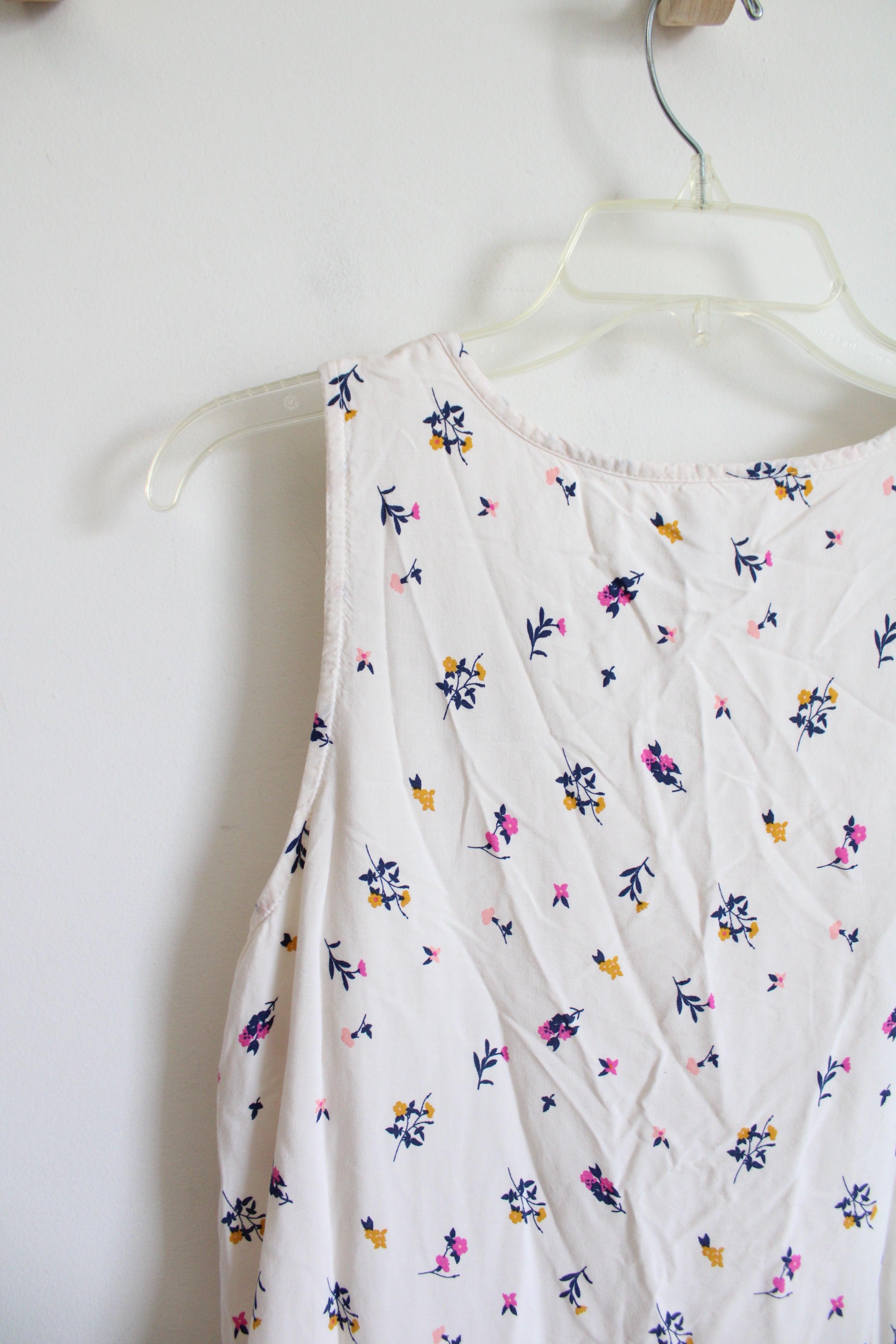 Old Navy Cream Blue Gold & Pink Floral Sleeveless Dress | S Jubilee Thrift Old Navy Cream Blue Gold & Pink Floral Sleeveless Dress | S Jubilee Thrift