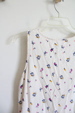 Old Navy Cream Blue Gold & Pink Floral Sleeveless Dress | S