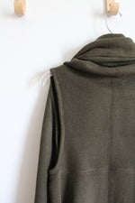 Look Olive Green Thick Sleeveless Cardigan | One Size