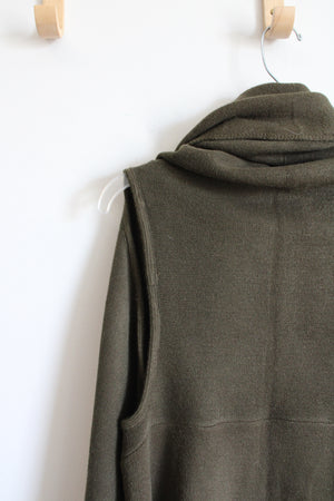 Look Olive Green Thick Sleeveless Cardigan | One Size