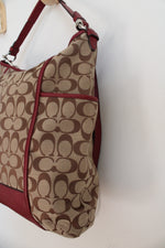 Coach Signature Park Brown & Red Convertible Hobo Bag