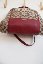Coach Signature Park Brown & Red Convertible Hobo Bag