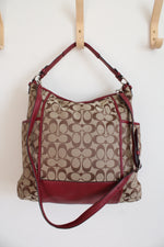 Coach Signature Park Brown & Red Convertible Hobo Bag
