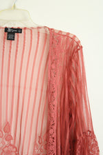 NEW Miss Chievous Floral Belled Sleeves Mauve Pink Lace Cardigan | L