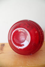 Vintage Ribbed Red Confetti Hand Blown Glass Pitcher