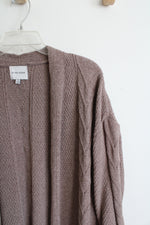 Pink Rose Brown Knit Open Cardigan | L