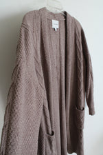Pink Rose Brown Knit Open Cardigan | L